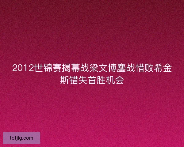 2012世锦赛揭幕战梁文博鏖战惜败希金斯错失首胜机会