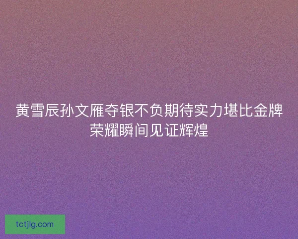 黄雪辰孙文雁夺银不负期待实力堪比金牌荣耀瞬间见证辉煌